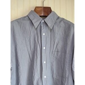 Milano Uomo Shirt Mens 16.5 34/35 Gray Dress Button Down Long Sleeve Pocket